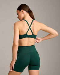 EasyLift™ Cross Back Sports Bra with Grey Logo | Racing Green