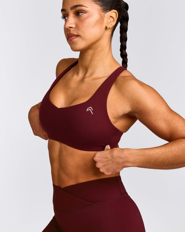 EasyLift™ Cross Back Sports Bra with Grey Logo | Rosewood