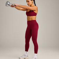EasyLift™ Cross Back Sports Bra with Grey Logo | Ruby Red