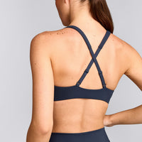 EasyLift™ Cross Back Sports Bra with Grey Logo | True Blue