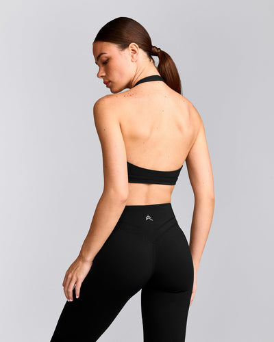 EasyLift™ Halter Bralette with Grey Logo | Black
