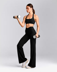EasyLift™ Halter Bralette with Grey Logo | Black