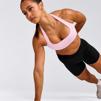 EasyLift™ Halter Bralette with Grey Logo | Chalk Pink