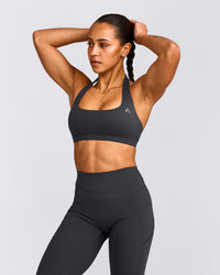 EasyLift™ Halter Bralette with Grey Logo | Coal