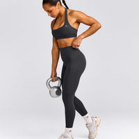 EasyLift™ Halter Bralette with Grey Logo | Coal