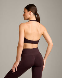 EasyLift™ Halter Bralette with Grey Logo | Plum Brown