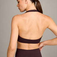 EasyLift™ Halter Bralette with Grey Logo | Plum Brown