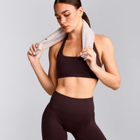 EasyLift™ Halter Bralette with Grey Logo | Plum Brown
