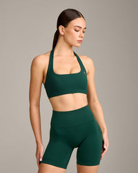 EasyLift™ Halter Bralette with Grey Logo | Racing Green