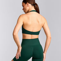 EasyLift™ Halter Bralette with Grey Logo | Racing Green