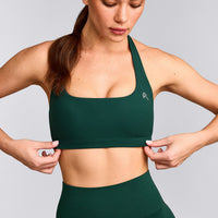 EasyLift™ Halter Bralette with Grey Logo | Racing Green