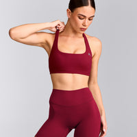 EasyLift™ Halter Bralette with Grey Logo | Ruby Red