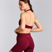 EasyLift™ Halter Bralette with Grey Logo | Ruby Red
