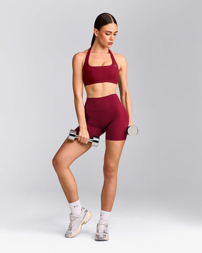 EasyLift™ Halter Bralette with Grey Logo | Ruby Red
