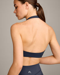 EasyLift™ Halter Bralette with Grey Logo | True Blue