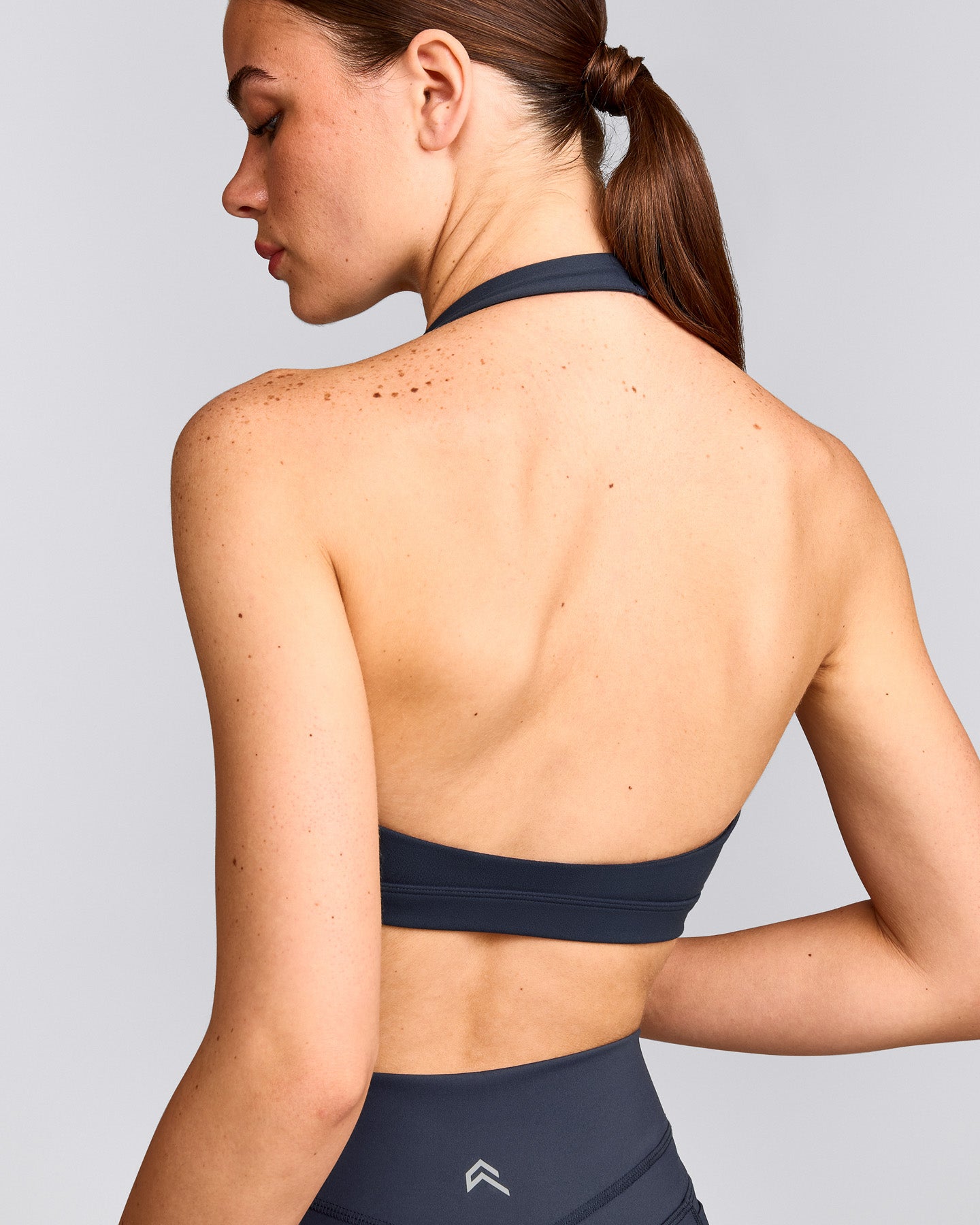 EasyLift™ Halter Bralette with Grey Logo | True Blue