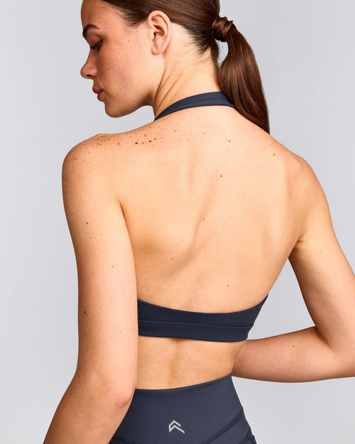 EasyLift™ Halter Bralette with Grey Logo | True Blue