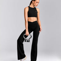 EasyLift™ High Neck Sports Bra with Grey Logo | Black