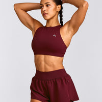 EasyLift™ High Neck Sports Bra with Grey Logo | Rosewood