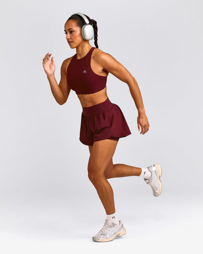 EasyLift™ High Neck Sports Bra with Grey Logo | Rosewood
