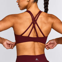 EasyLift™ High Neck Sports Bra with Grey Logo | Rosewood