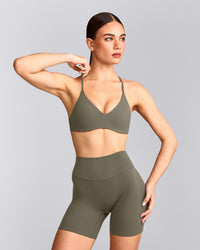 EasyLift™ Ultra Minimal Bralette with Grey Logo | Alpine Green