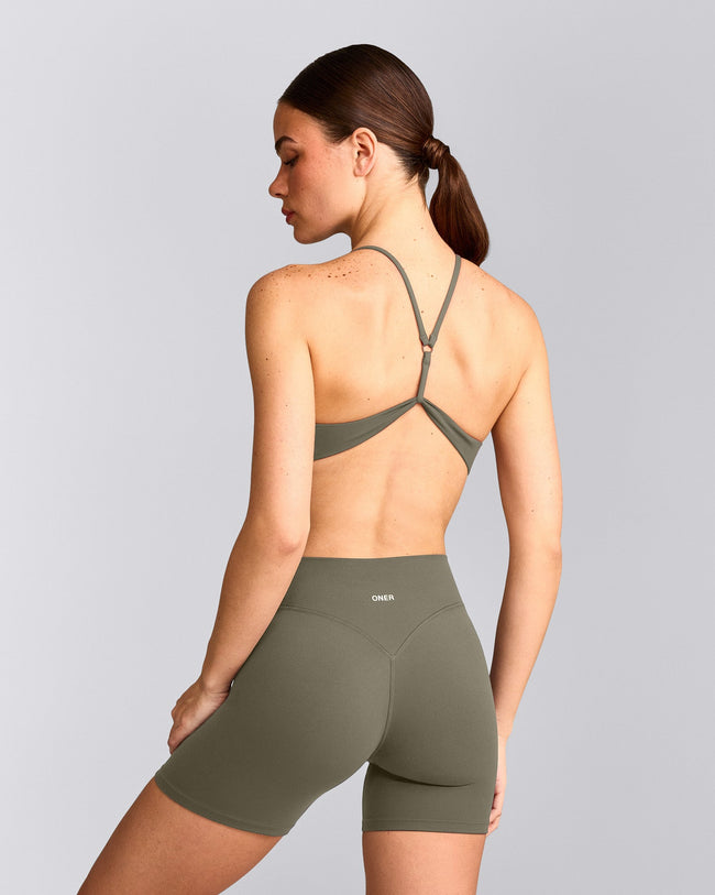 EasyLift™ Ultra Minimal Bralette with Grey Logo | Alpine Green
