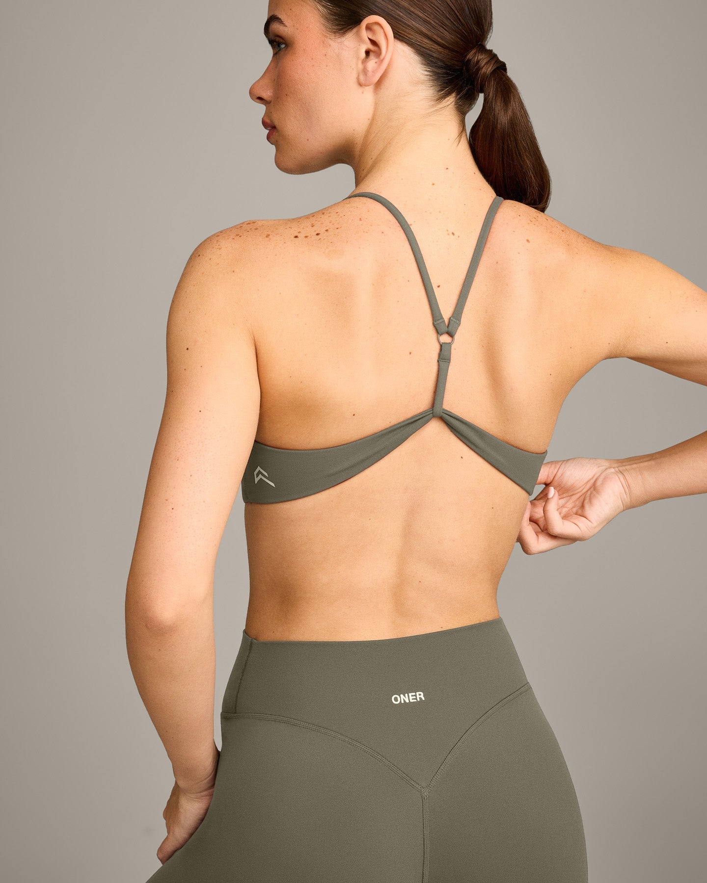 EasyLift™ Ultra Minimal Bralette with Grey Logo | Alpine Green