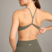 EasyLift™ Ultra Minimal Bralette with Grey Logo | Alpine Green