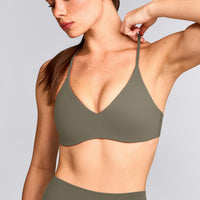 EasyLift™ Ultra Minimal Bralette with Grey Logo | Alpine Green