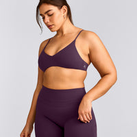 EasyLift™ Ultra Minimal Bralette with Grey Logo | Blackberry Purple