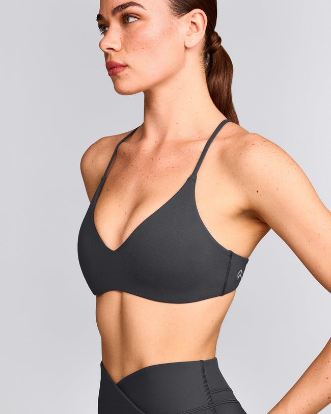 EasyLift™ Ultra Minimal Bralette with Grey Logo | Coal