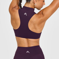 EasyLift™ Zip High Neck Sports Bra with White Logo | Blackberry Purple