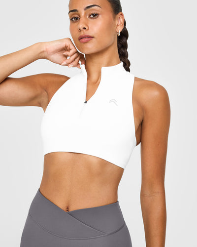 EasyLift™ Zip High Neck Sports Bra | White