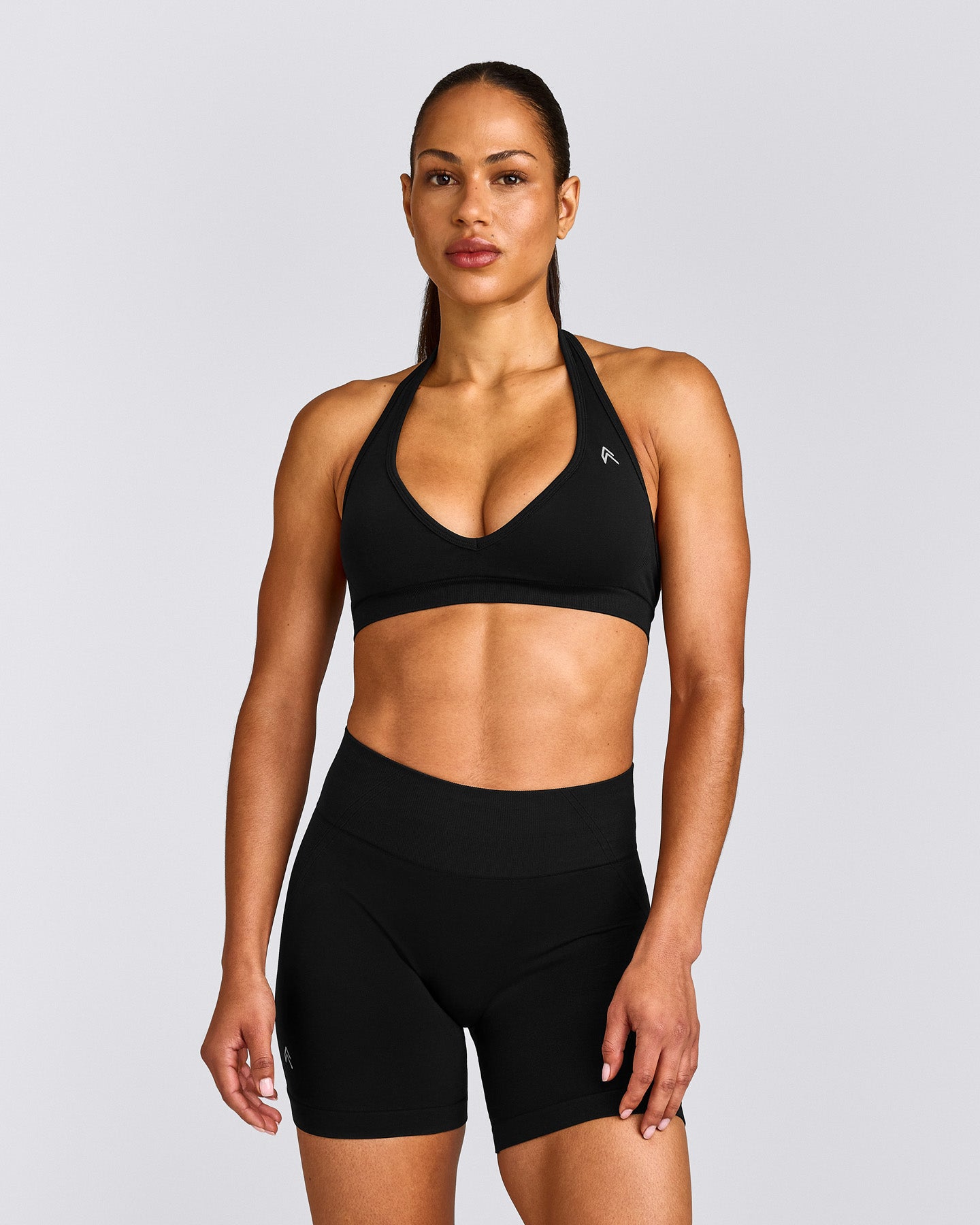 EffortlessLift™ Seamless Halter Neck Sports Bra | Black