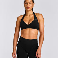 EffortlessLift™ Seamless Halter Neck Sports Bra | Black