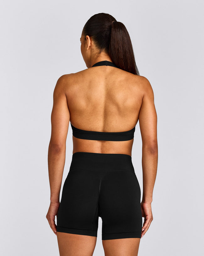 EffortlessLift™ Seamless Halter Neck Sports Bra | Black