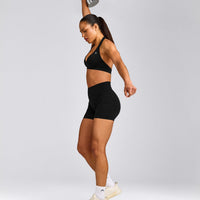 EffortlessLift™ Seamless Halter Neck Sports Bra | Black