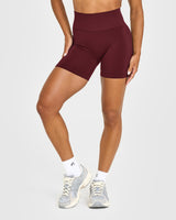 Effortless Seamless Shorts with White Logo | Rosewood