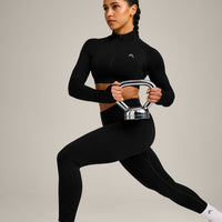 EnhanceLift™ Seamless Crop Jacket with Grey Logo | Black