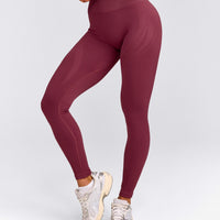 EnhanceLift™ Seamless Leggings with Grey Logo | Burnt Maroon