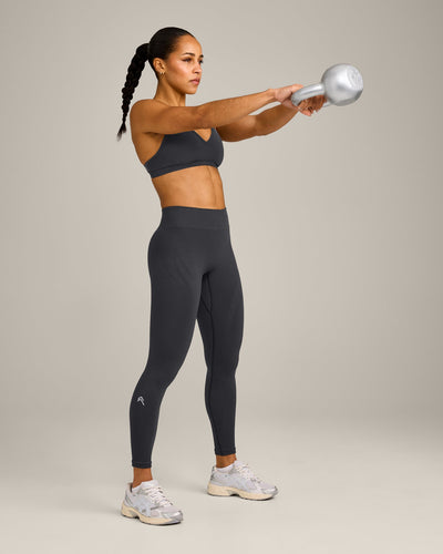 EnhanceLift™ Seamless Leggings with Grey Logo | Coal