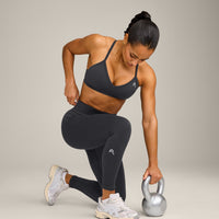 EnhanceLift™ Seamless Leggings with Grey Logo | Coal