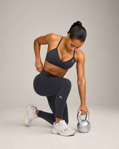 EnhanceLift™ Seamless Leggings with Grey Logo | Coal