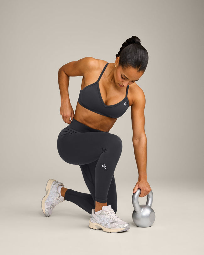 EnhanceLift™ Seamless Leggings with Grey Logo | Coal