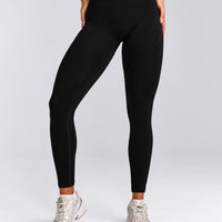 EnhanceLift™ Seamless Leggings with Grey Logo | Black
