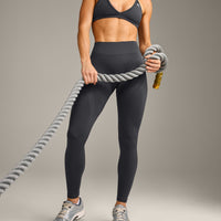 EnhanceLift™ Seamless Leggings with Grey Logo | Coal
