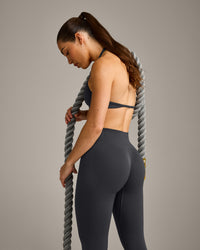 EnhanceLift™ Seamless Leggings with Grey Logo | Coal