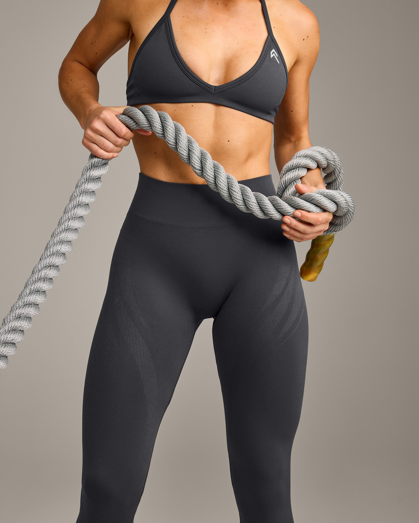 EnhanceLift™ Seamless Leggings with Grey Logo | Coal