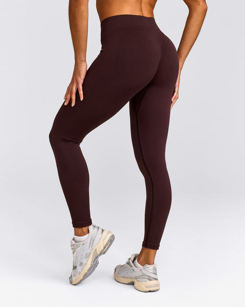 EnhanceLift™ Seamless Leggings with Grey Logo | Plum Brown